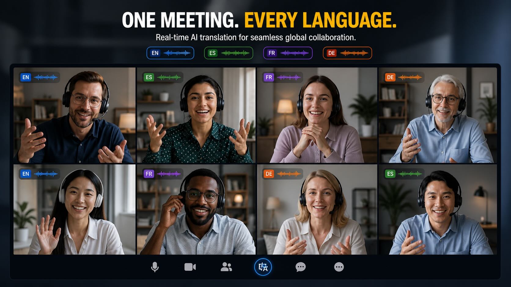 Translator.live meeting with real-time translation captions